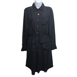 Queens Collection Black Dress Sz M Vtg Pockets Utilitychic Retro Officewear